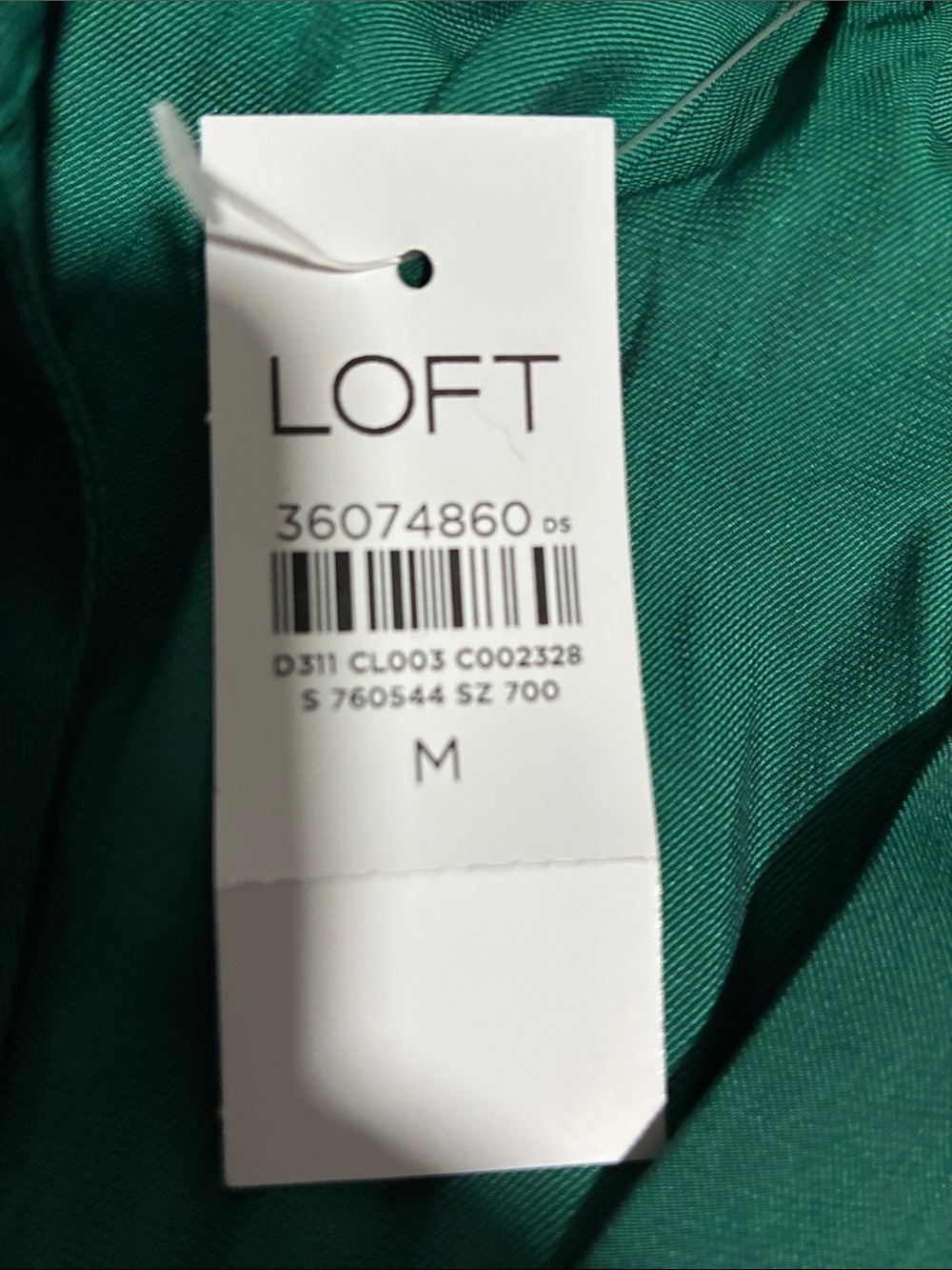Loft Women’s Emerald Green Collared V Neck Popover Blouse - Picture 6 of 6